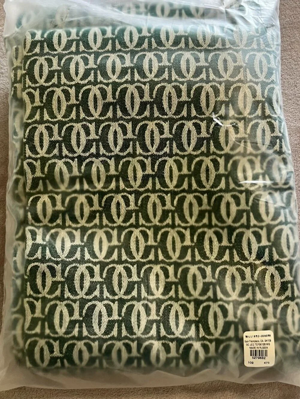 Williams Sonoma Grande Cuisine Monogram Collection Jacquard Tablecloth 70 x 126”